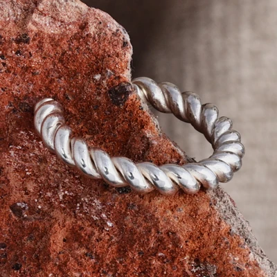 Sterling silver ear cuff, 'One Embrace' - High-Polished Rope-Shaped Sterling Silver Ear Cuff