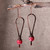 Pendientes colgantes de jade - Pendientes colgantes de cobre con acabado antiguo y jade rojo natural