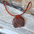 Leather and wood choker pendant necklace, 'Armenian Daisy' - Leather Choker Necklace with Wooden Armenian Pendant