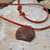 Leather and wood choker pendant necklace, 'Armenian Daisy' - Leather Choker Necklace with Wooden Armenian Pendant