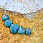 Ceramic pendant necklace, 'Teal Sky' - Modern Ceramic and 925 Silver Pendant Necklace from Armenia