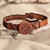 Leather and wood pendant bracelet, 'Armenian Daisy' - Leather Bracelet with Wooden Armenian Pendant for Protection