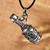 Sterling silver locket pendant necklace, 'Secret Scent' - Antiqued Finish Bottle-Shaped Locket Pendant Necklace