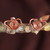 Pendientes de botón de cobre - Arte folclórico de pájaros Pendientes de botón de cobre de Armenia