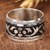 Sterling silver band ring, 'Floral Spell' - Floral Polished and Oxidized Sterling Silver Band Ring