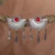 Crystal and sterling silver chandelier earrings, 'Fiery Half-Moon' - Sterling Silver and Crystal Half-Moon Chandelier Earrings