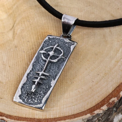 Men's sterling silver pendant necklace, 'Sacred Arrow' - Men's Saint Thaddeus Sterling Silver Pendant Necklace