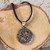 Sterling silver pendant necklace, 'Solar Emblem' - Sun-Themed Round Sterling Silver Pendant Necklace