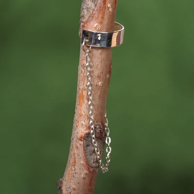 Sterling silver ear cuff, 'Chain to Elegance' - High-Polished Sterling Silver Ear Cuff Crafted in Armenia