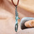 Brass pendant necklace, 'Adam in Teal' - Armenian Brass Pendant Necklace of Archeological Replica