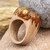 Natural flower cocktail ring, 'Dandelion Fragment' - Handcrafted Natural Dandelion Flower Wooden Cocktail Ring