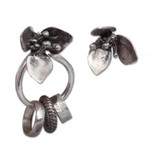Sterling silver statement earrings, 'Blossoming Uniqueness' - Spring-Themed Oxidized and High-Polished Statement Earrings