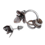 Sterling silver statement earrings, 'Blossoming Uniqueness' - Spring-Themed Oxidized and High-Polished Statement Earrings