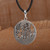 Sterling silver pendant necklace, 'Sylvan Spell' - Round Sterling Silver Pendant Necklace with Forest Scape