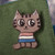 Ceramic brooch pin, 'Naif Feline' - Naif-Themed Lacquered Ceramic Cat Brooch Pin from Armenia