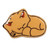 Ceramic brooch pin, 'Feline Sleep' - Whimsical Sleepy Cat-Themed Lacquered Ceramic Brooch Pin