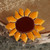 Ceramic brooch pin, 'Adoration Petals' - Spring-Inspired Glazed Sunflower-Shaped Ceramic Brooch Pin