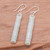 Jade dangle earrings, 'Enlightenment' - Thai Artisan Pale Green Jade Bamboo Dangle Earrings (image 2b) thumbail
