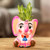 Ceramic mini flower pot, 'Herbaceous Elephant' - Handpainted Mini Ceramic Elephant Flower Pot from Guatemala