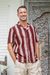 Men's block-printed cotton shirt, 'Sunset Stripes' - Men's Block-Printed Striped Cotton Shirt