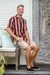 Men's block-printed cotton shirt, 'Sunset Stripes' - Men's Block-Printed Striped Cotton Shirt