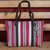 Leather accent wool shoulder bag, 'Sweet and Caring' - Handwoven Striped Wool Shoulder Bag from Mexico