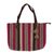 Leather accent wool shoulder bag, 'Sweet and Caring' - Handwoven Striped Wool Shoulder Bag from Mexico