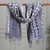 Hand-embroidered wool shawl, 'Bubble Saga' - Bubble-Patterned Indigo and Azure Embroidered Wool Shawl