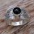 Onyx single stone ring, 'Amnesty in Black' - Sterling Silver and Black Onyx Single Stone Ring from Bali