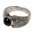 Onyx single stone ring, 'Amnesty in Black' - Sterling Silver and Black Onyx Single Stone Ring from Bali