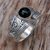 Onyx single stone ring, 'Amnesty in Black' - Sterling Silver and Black Onyx Single Stone Ring from Bali