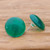 Onyx button earrings, 'Prosperous Sphere' - Green Onyx Cabochon Button Earrings Handmade in Thailand
