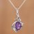 Rhodium plated amethyst and emerald pendant necklace, 'Harmony Vine' - Rhodium Plated Amethyst and Emerald Necklace from India