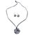 Ceramic jewelry set, 'Blue Foliage' - Handmade Blue Floral Ceramic Necklace and Earring Set