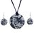 Ceramic jewelry set, 'Blue Foliage' - Handmade Blue Floral Ceramic Necklace and Earring Set