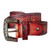 Leather belt, 'Vintage Flair in Burgundy' - Red Leaf Floral Embossed Leather Belt with Antiqued Buckle