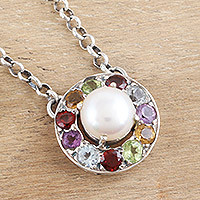 Multi-gemstone pendant necklace, Ocean Flora