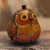Dried mate gourd decorative box, 'Owl's Wisdom' - Mate Gourd Owl Decorative Container