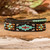 Crystal and glass beaded wrap bracelet, 'Geometric Enchantment' - Black Hand-Woven Geometric-Themed Long Beaded Wrap Bracelet