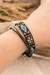 Crystal and glass beaded wrap bracelet, 'Geometric Enchantment' - Black Hand-Woven Geometric-Themed Long Beaded Wrap Bracelet