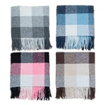 Ukrainian fringed throw blanket, 'Yarns for Peace' - Gingham-Patterned Fringed Throw Blanket from Ukraine