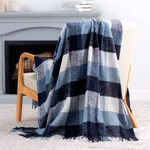 Ukrainian fringed throw blanket, 'Yarns for Peace' - Gingham-Patterned Fringed Throw Blanket from Ukraine