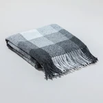 Ukrainian fringed throw blanket, 'Yarns for Peace' - Gingham-Patterned Fringed Throw Blanket from Ukraine