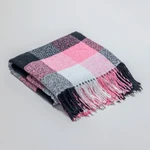 Ukrainian fringed throw blanket, 'Yarns for Peace' - Gingham-Patterned Fringed Throw Blanket from Ukraine