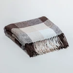 Ukrainian fringed throw blanket, 'Yarns for Peace' - Gingham-Patterned Fringed Throw Blanket from Ukraine