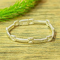 Sterling silver link bracelet, 'Brilliant Taxco' - Taxco Sterling Link Bracelet
