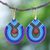 Gold accent jasper macrame dangle earrings, 'Refracted Raindrop' - Blue and Purple Macrame Dangle Earrings with Jasper