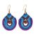 Gold accent jasper macrame dangle earrings, 'Refracted Raindrop' - Blue and Purple Macrame Dangle Earrings with Jasper