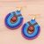 Gold accent jasper macrame dangle earrings, 'Refracted Raindrop' - Blue and Purple Macrame Dangle Earrings with Jasper