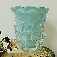 Ruffled Blue Basket
